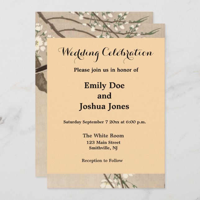 Convites Cantarilho de Chickadebird asiático japonês (Frente/Verso)