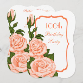 Convites Canto Chic Rosas Coral 100º Aniversário