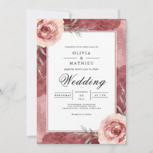 Convites Canto da Rosa Floral Casamento Romântico