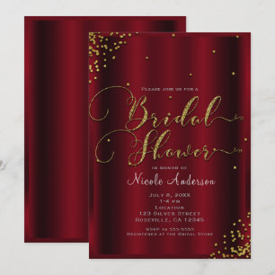 Convites Cantos de Confete Vermelho e Dourado Ousados para 
