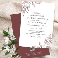 Cantos Florais Elegantes Código QR Vermelho de Fen