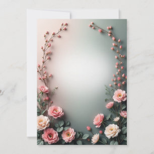 Convites Cantos Florais em Aquarela Suave   Botânica Elegan