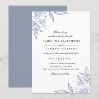 Cantos Florais Simples Elegantes Azul De Casamento