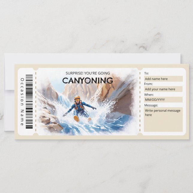 Convites Canyoning Gift Ticket (Frente)
