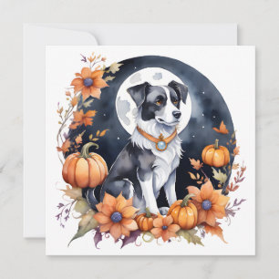 Convites Cão Cachorro Cachorro Halloween Moon Floral Lover