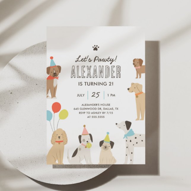 Convites Cão Cachorro Vamos Pawty Aniversário (Criador carregado)