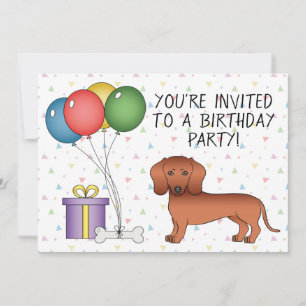 Convites Cão de Cartoon Casaco Suave Vermelho - Aniversário