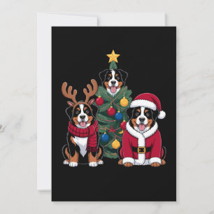 Convites Cão de Montanha Bernês de Natal Papai Noel Árvore 