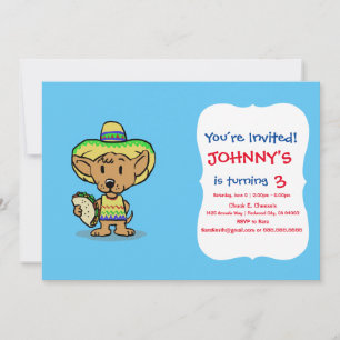 Convites Cão mexicano segurando um taco   escolher cor de 