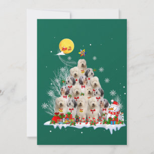 Convites Cão Ovelheiro Inglês Antigo Rena Pinheiro Natal
