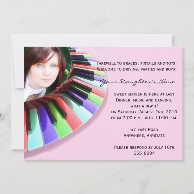 Convites Caos do teclado com sua foto (Frente)