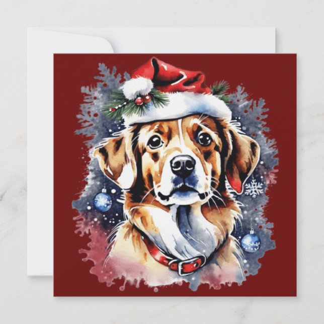 Convites Cãozinho bonitinho de Natal (Frente)