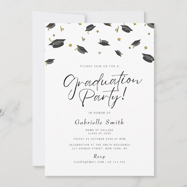 Convites Cap confetti graduation party invitation (Frente)