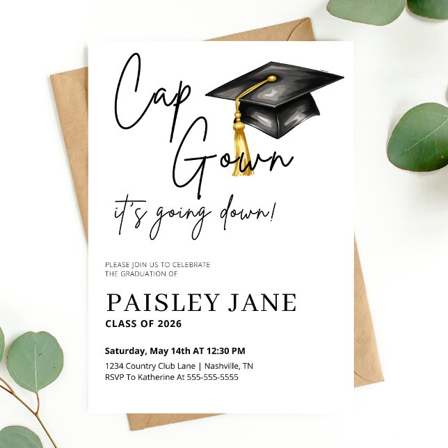 Convites Cap Gown Its Going Down Graduation Party (Cap Gown Its Going Down Graduation Party Invitation)