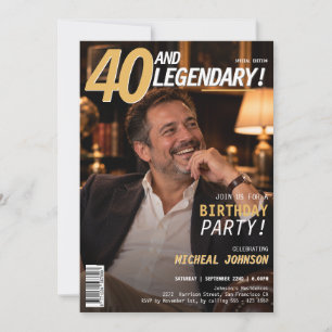 Convites Capa da Revista 40 e Lendários Homens - Aniversári