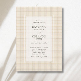 Convites Capa de Casamento Xadrez Marrom Clássico Cappuccin