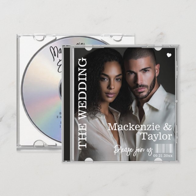Convites Capa de CD de Foto de Casamento (Frente/Verso)
