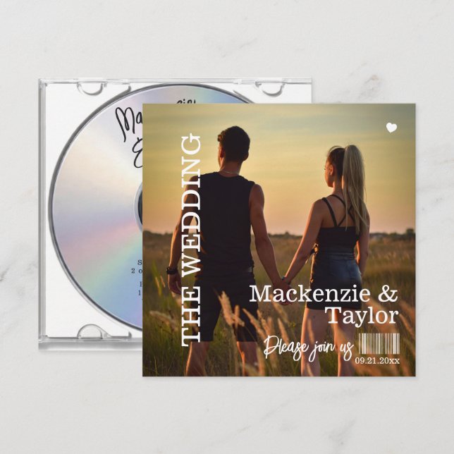 Convites Capa de CD de Foto de Casamento (Frente/Verso)