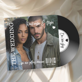 Convites Capa de Foto de Disco de Vinil Retrô para Casament