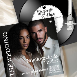 Convites Capa de Foto de Disco de Vinil Retrô para Casament