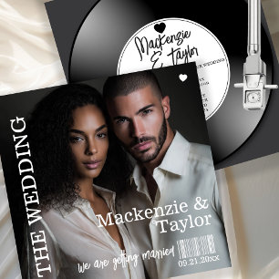 Convites Capa de Foto de Disco de Vinil Retrô para Casament