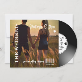 Convites Capa de Foto de Disco de Vinil Retrô para Casament