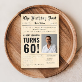 Convites Capa de Jornal de Aniversário de 60 Anos Personali
