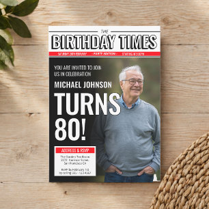 Convites Capa de Jornal Moderno com Foto Personalizada para