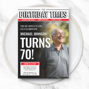 Convites Capa de Jornal Personalizada Moderna com Foto para
