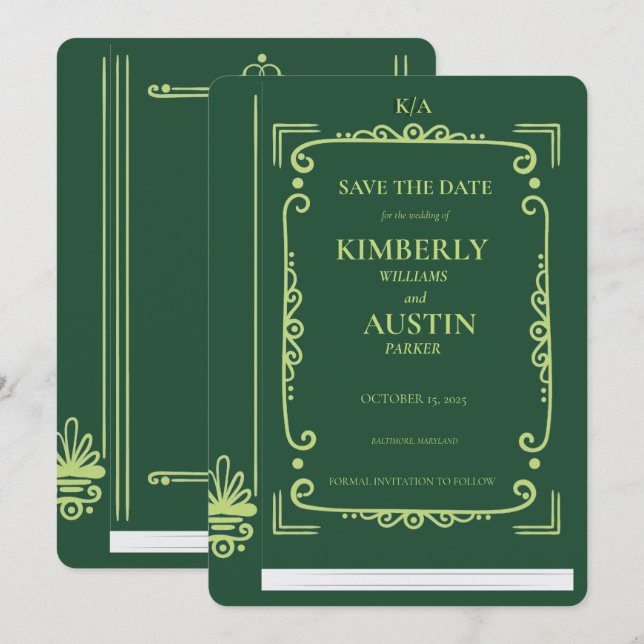 Convites Capa de Livro Antigo | Tema Livro Data de Salvamen (Frente/Verso)