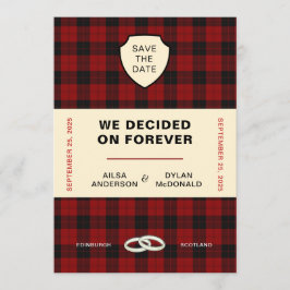 CONVITES CAPA DE LIVRO COM TARTAN ESCOCÊS | SALVE A DATA