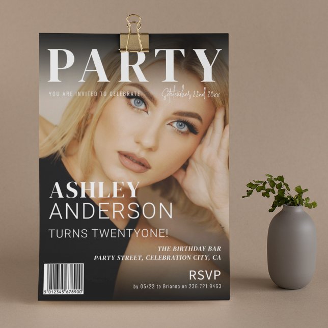 Convites Capa de Revista da Moda | Festa de Aniversário (Criador carregado)