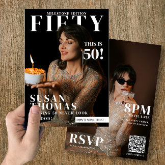 Convites Capa de Revista de Aniversário de Fotos Personaliz