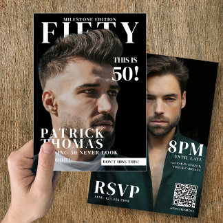 Convites Capa de Revista de Aniversário de Fotos Personaliz