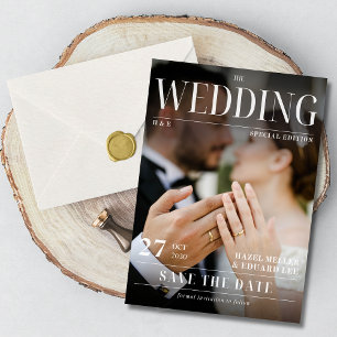 Convites Capa de Revista de Foto Moderna Salvar a Data