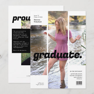 Convites Capa de Revista de Fotos de Graduado Moderno
