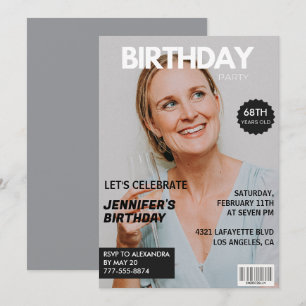 Convites Capa de revista elegante para foto de 68º aniversá