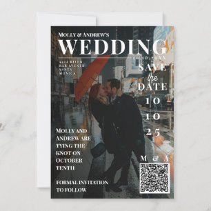 Convites Capa de Revista Engraçada Foto Escura Casamento Sa