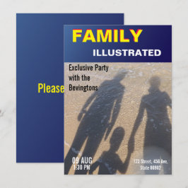 Convites Capa de Revista Falsa Festa de Praia em Família No