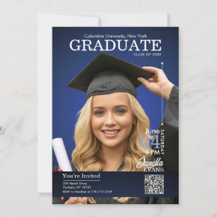 Convites Capa de Revista Graduação Azul
