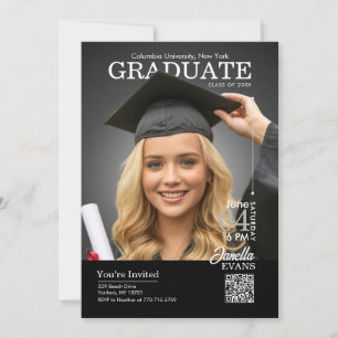 Convites Capa de Revista Graduação Preta