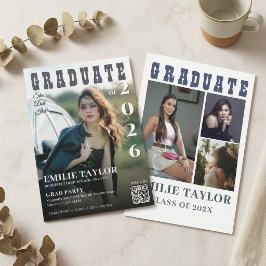 Convites Capa de Revista Moderna Então & Agora Código QR de