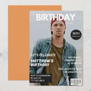 Convites Capa de Revista Moderna para ele 38º aniversário
