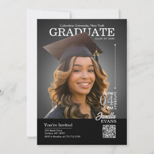 Convites Capa de Revista Toga de Formatura Preta