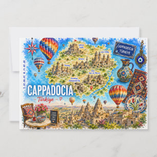 Convites Capádocia Turquia Carta Postal de Viagem em Aquar
