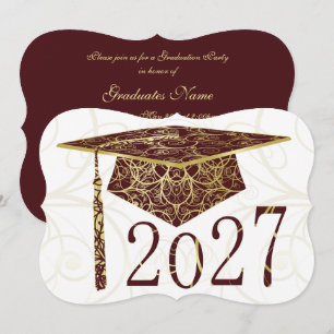 Convites Capa Floral Marrom e Dourada Festa de Graduação 20