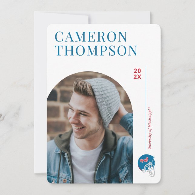 Convites Capacete Ole Miss Futebol | Azul claro (Frente)