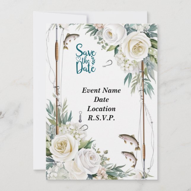 Convites Capas de pesca por domínio exceto data (Frente)