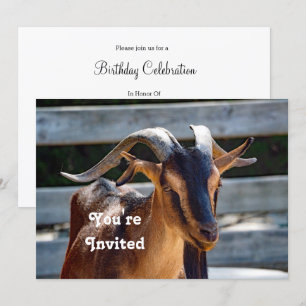 Convites Capat Black Brown Horns Animal Photo Birthday