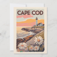 Cape Cod Massachusetts Arte de Viagem Pintura Retr